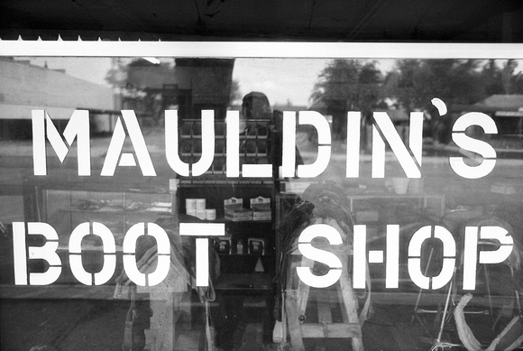me reflected in mauldin's boot shop window, pecos, texas